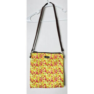 Vintage Longaberger Purse Shoulder Bag Floral Y2K Groovy Retro Brown Trim Woven